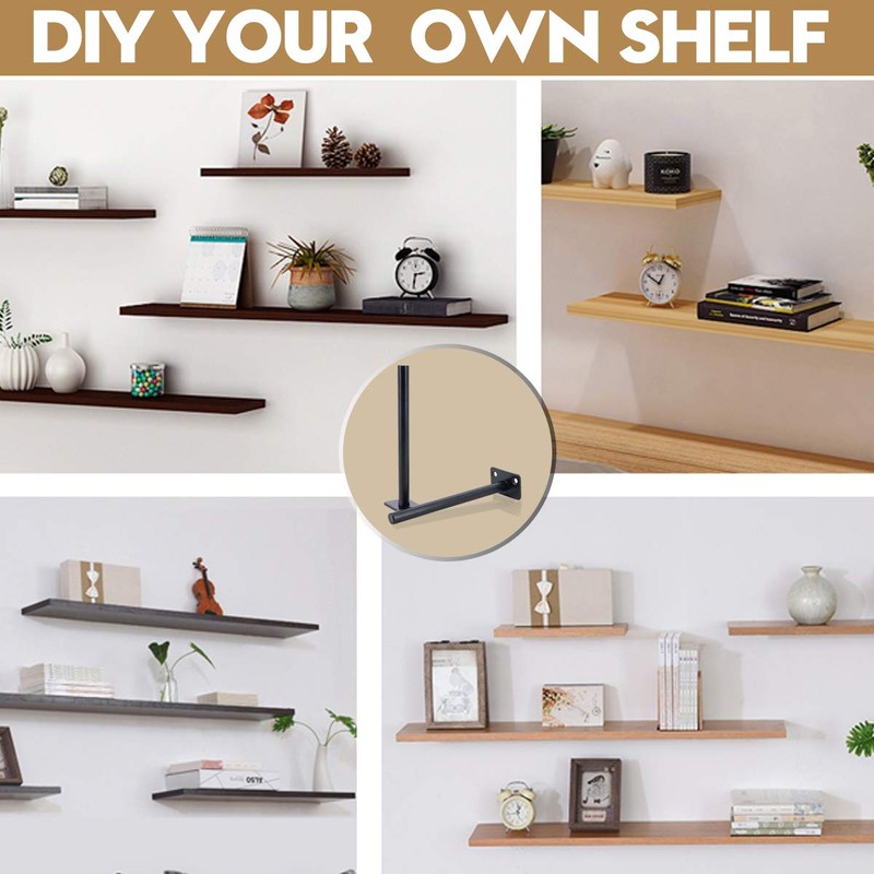 AddGrace 4 Pack Floating Shelf Brackets Solid Steel Heavy Duty