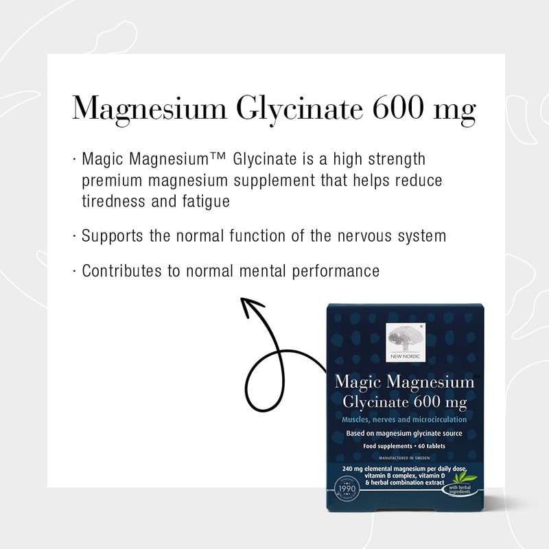New Nordic Magnesium Glycinate | 600 mg Extra Strength |