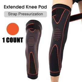 Non-slip Knee Pad, 1 Count Elastic Long Leg Sleeve Bandage, Pressurized Knee Pad, Running Sports Warm Leg Accessories for Christmas Gift - Color: Orange, Specification: one size fits all
