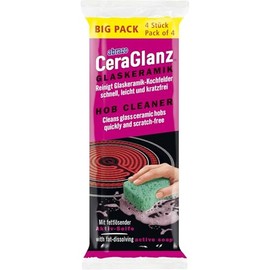 abrazo CeraGlanz - Set di 4 detergenti per pavimenti in vetroceramica, 2 x 2 pezzi, antibak, detergente per vetroceramica, pulizia per piano cottura, pulizia senza graffi