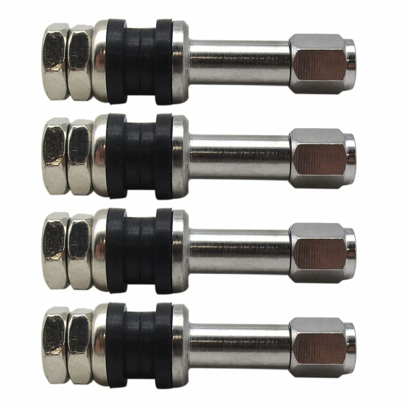 New 4X TR48 Bolt On Tire Valve Stem Chrome Metal