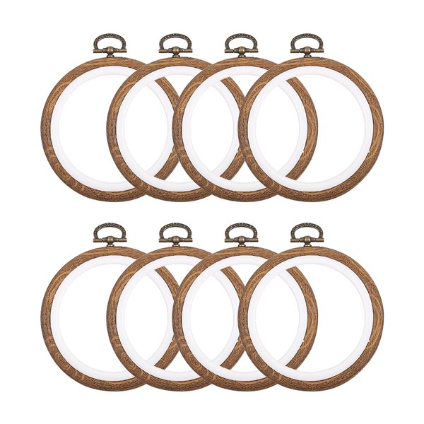 8 Pcs/Set Mini Embroidery Hoops 3 Inch Round Imitated Wood