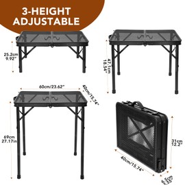 E EASTSTORM Small Folding Grill Table, Easy for Storage, Compact and Portable Picnic Table for Outdoor Camping, Garden, Patio, Dining, BBQ, Party, Market, 2Ft (Small, Black)