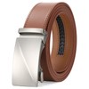SENDEFN Men's Leather Belt Automatic Ratchet Buckle Slide Belt for