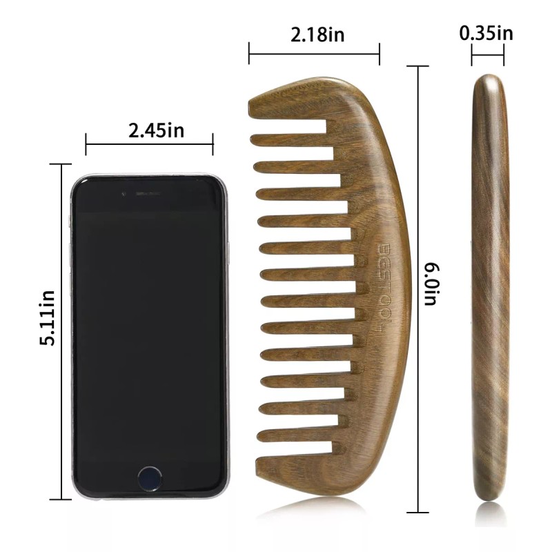 Bestool Peine De Dientes Anchos Para Cabello Rizado Largo Y