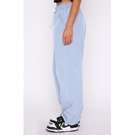 DISCIPBUSH Cargo Pants Women Baggy - Parachute Pants for Women, Rave Y2K Festival Outfits Dust Blue XL