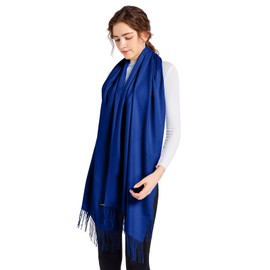 ELF KUCKUCK cuddly warm winter scarves, long women's scarf with cotton fringes, cashmere feel, royal, 200x70cm