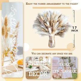 150PCS Natural Pampas Grass Bouquet |Mix Dried Flowers Bouquet for Wedding Decor Boho Decor Home Table Decor Desk Decor, Rustic Farmhouse