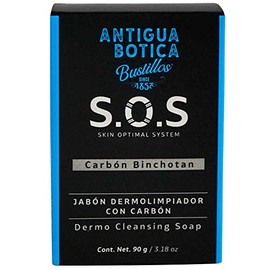 Pack 5 piezas Jabón Dermolimpiador con Carbón Binchotan,ANTIGUA BOTICA Bustillos, S.O.S SKIN OPTIMAL SYSTEM | Limpia los poros a profundidad, desincru
