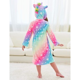 Unicorn Dressing Gowns for Girls Soft Hooded Robe Sleepwear with Unicorn Slippers, Unicorn Gifts for Girls (Pinkish, 8-9 Years)