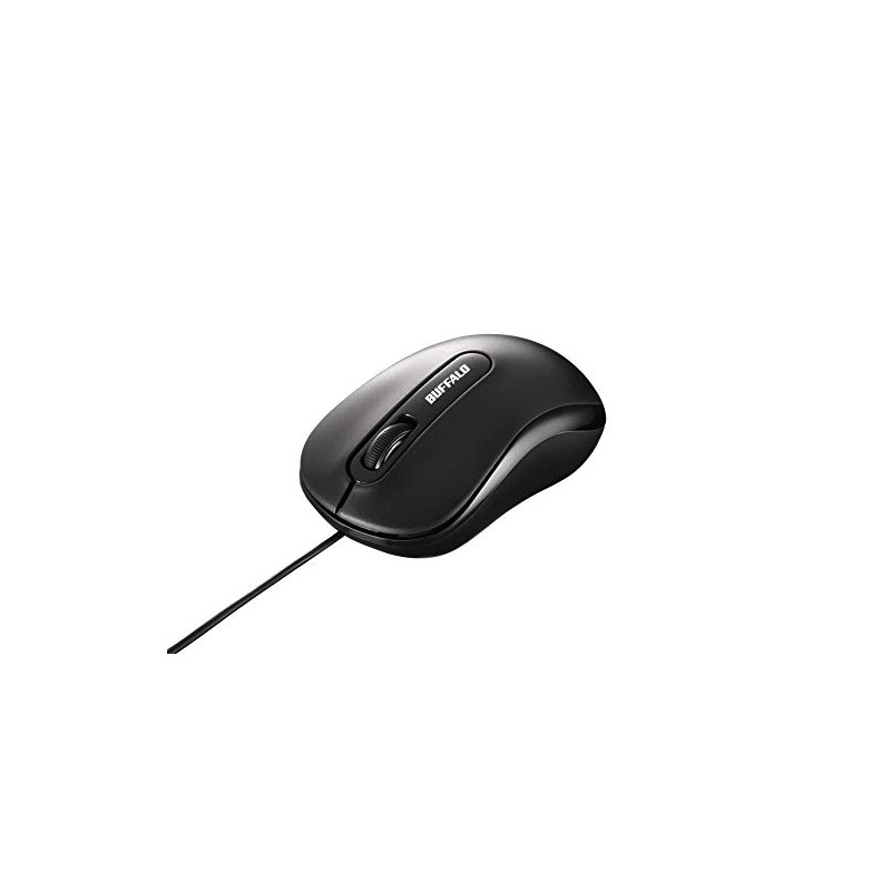 BUFFALO Wired Optical Mouse 3 Button Medium Black