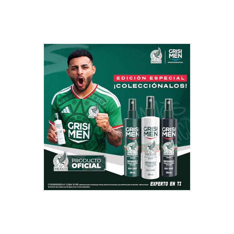 Grisi Men, Body Splash Edición Especial Selección Mexicana, para Hombre,