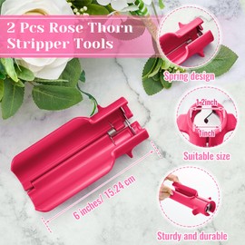 Lasnten 2 Pcs Rose Thorn Stripper Tool Thorn Remover for Roses Leaf Stripper Tool Flower Stem Cleaner Cutter to Removal Leaf for Home Flower Shop Gardening Floral Arrangement (Rose Red)