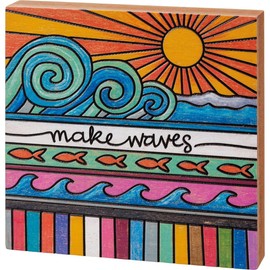 Primitives by Kathy Make Waves Block Home Décor Sign, Multicolor