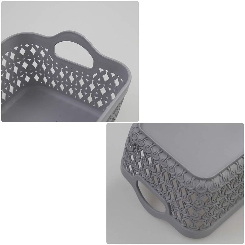 Ortodayes Gris Cesta de Almacenamiento de Plastico, Cesta Rectangular Plastico,