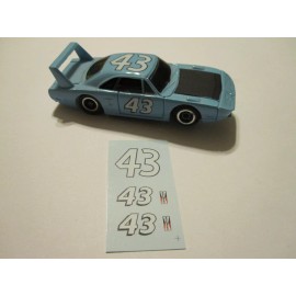 1/64 scale TYCO PRO #43 Light Blue Superbird DECAL set 1/64 scale AFX Aurora Auto World
