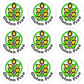 144 Gluten Free Stickers - Green - 30mm Glossy Food Allergy Labels