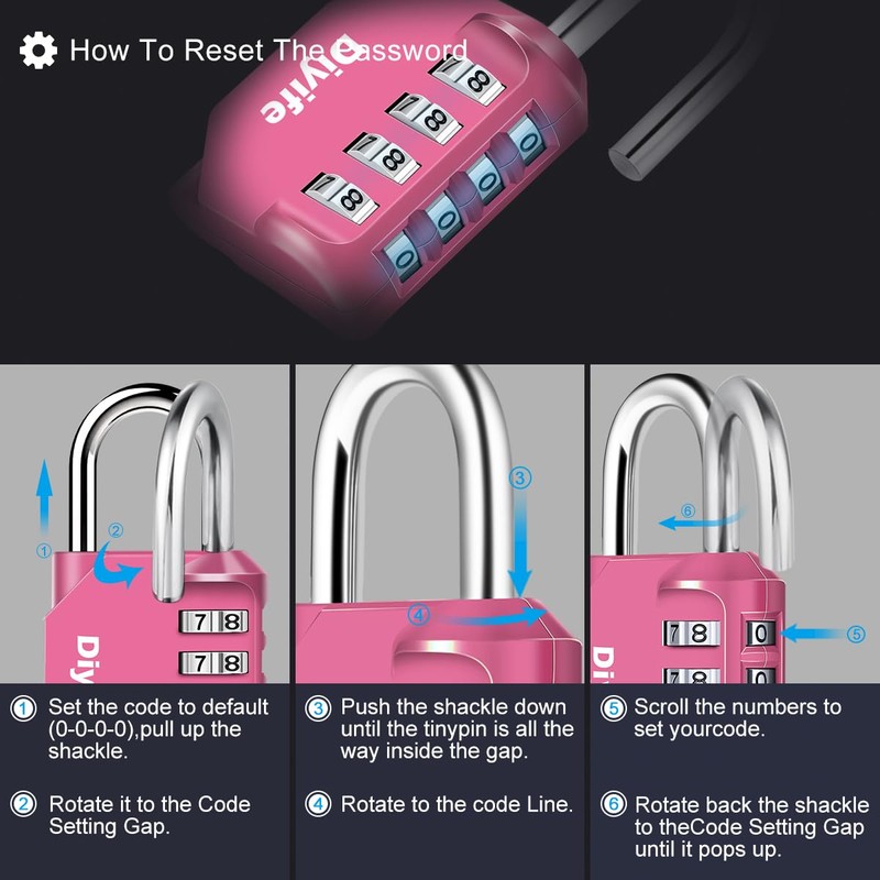Combination Padlock, Diyife Heavy Duty 4 Digit Padlock Weatherproof Outdoor