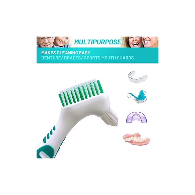 Cepillo para Dentaduras Postizas, Paquete de 4 Cepillos de Limpieza,