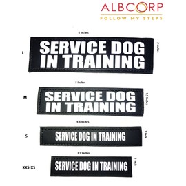 Albcorp Reflective Service Dog In Training Patches with Hook Backing for Service Animal Vests /Harnesses Large (6 X 2) Inch