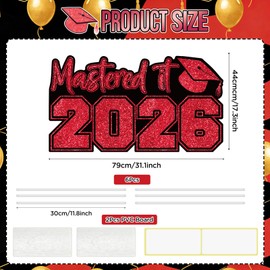 Mastered It 2026 Graduation Yard Sign with Stakes - Black and Red Masters Degree Graduation Party Decorations, Large Waterproof Outdoor Lawn Corrugated Plastic Sign for MBA MA MS Class of 2026, 31"x17"