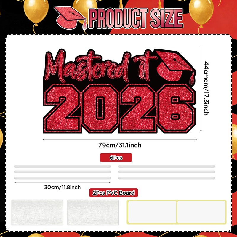 Mastered It 2026 Graduation Yard Sign with Stakes - Black