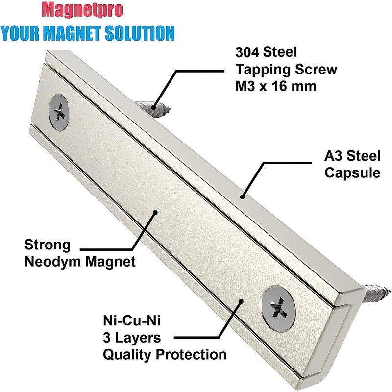 Magnetpro Pack of 2 Rectangular Magnets 30 kg Force 60