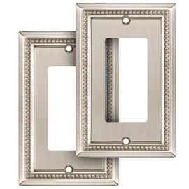 Henne Bery Sunken Pearls Heavy Duty Decorative Wall Plate Switch Plate Outlet Cover (Single Decorator, 2 Pack, Satin Nickel)