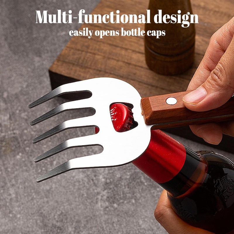 Meat Claws Shredder,Stainless Steel Pulled Pork Claws with Bottle Opener