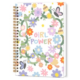 TWRVI Girl Power Inspirational Spiral Notebook, Pastel Flower Aesthetic College Ruled Notebook Journal for Women Boss Lady, Women Empowerment Gifts Journaling Notebooks 5.5"x8.3" 164 Pages