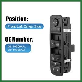 Motoforti 68110866AA 68110866AB Front Left Side Car Power Window Switch Lift Button Panel Master Control Switch with Tool Set for Ram for Chrysler for Dodge Long-lasting