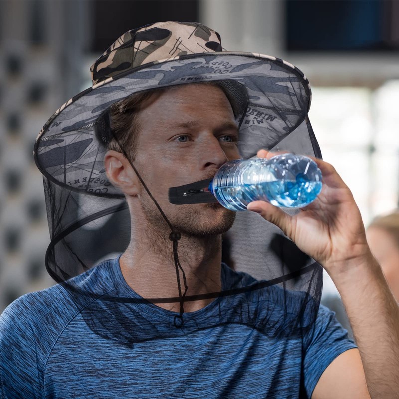 FamEaze 2 Pack Head Net Hat, Mosquito Head Net Hat