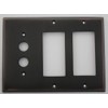 Oil Rubbed Bronze Three Gang Wall Plate - One Push Button Light Switch Two GFI/Rocker Openings
