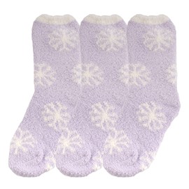 bamboomn - Super Medio/Grande Cozy suave y cálida Fuzzy Copo de Nieve Calcetines - 3Prs, 03 Lovely Lavender