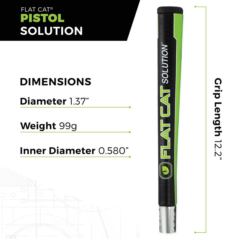 FLAT CAT Solution Pistol Putter Grip Standard 8732, Weighted Grip