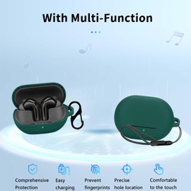 for SoundPEATS Air5 Pro Case Cover,NOUKAJU Earphone Protective Cover(with Carabiner + Lanyard + Cleaning Pen) Drop-Proof,Shock-Proof,Dust-Proof,Case for SoundPEATS Air 5 Pro(Green)