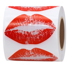 HYBSK 300pcs Kiss Lips Stickers Removable Clear Hot Rave Red Kissing Labels for Envelopes Crafts Party Favors (Transparent Clear Paper)
