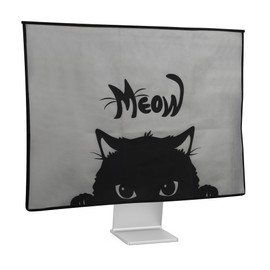 kwmobile Case Compatible with 27-28 Inch Monitor - with 2 Compartments on the Back - Protective Case Cat Meow Grey Black