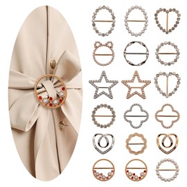 18 Pcs Shirt Ties Clips for Women, Scarf Ring for Women Clothing, Scarf Shirt Clips to Tighten, Scarf Ring Clip Tightener for Loose Clothes Corner Knotted Button Fashion Metal Round Circle Shirt Clip Buckle
