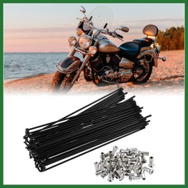 Motoforti 40pcs Bicycle Carbon Steel Spoke 12G 160mm Length with Nipples Black Long-lasting