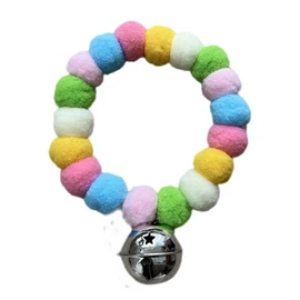 leconpet Pom Pom Dog Collar Elastic Cat Collar Decorative Plush Ball Puppy Necklace Eye-catching Pom Pom Pet Collar Necklace with Bell for Taking Photos, Walking, Outdoor Sports (Candy, XXL)