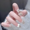 HAPVITAL 24-Piece Set, Nail Tips, Short, Butterfly Design, 3D Effect,
