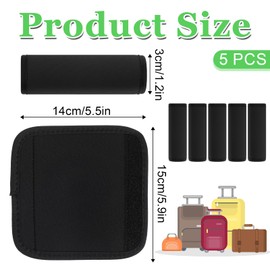 oruola 5pcs Luggage Handle Wrap, Comfort Soft Handle Covers for Suitcases, Luggage Handles Wraps Grips, Luggages Identifiers for Suitcases, Travel Accessories (Black)
