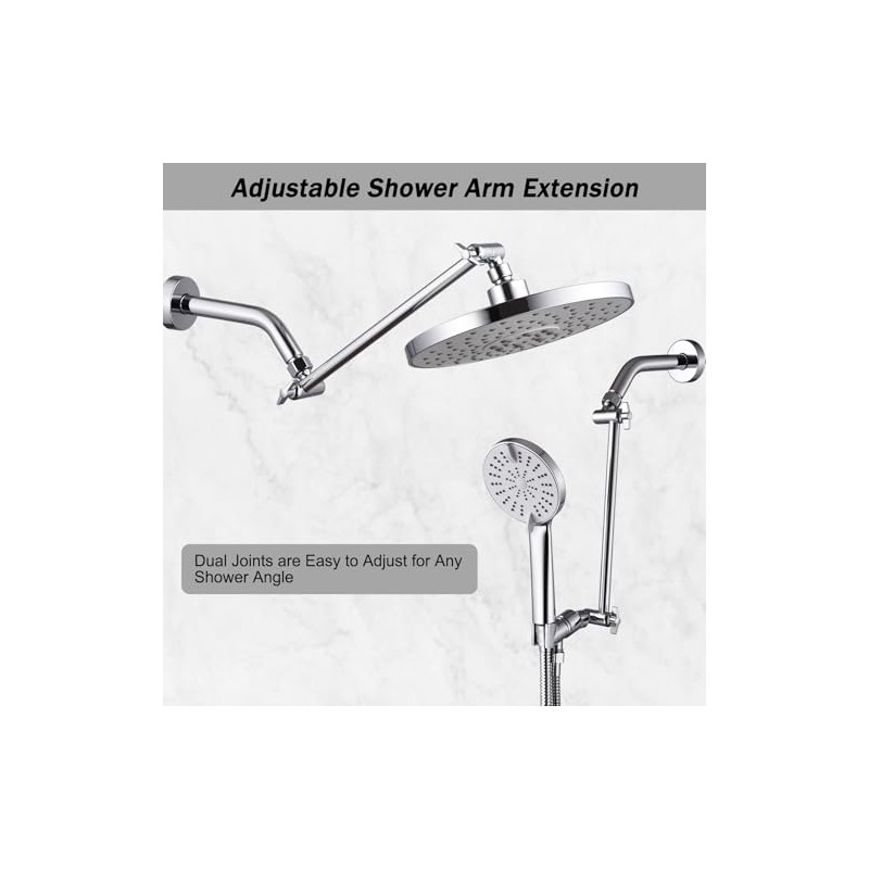 12-Inch Shower Head Extension Arm, Adjustable Shower Extension Arm, Stainless