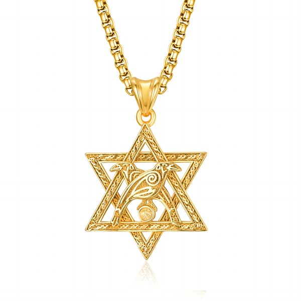 HXWZB Star of David Necklace for Men Sterling Silver Star