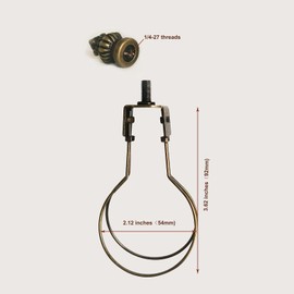 GY & CK® Antique Brass Clip On Lampshade Adapter Lamp Shade Light Bulb Clip Adapter Includes Decoration Finial, Spring Clip for Light Bulb