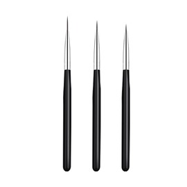 LZGOPE 3Pcs Nail Art Liner Brushes,Professional Art Nail Painting Pen，Nail Liner Striping Brush,UV Glue Painting Scribing Brush, DIY Nail Art Tools, Fine Nail Art Set (Black)