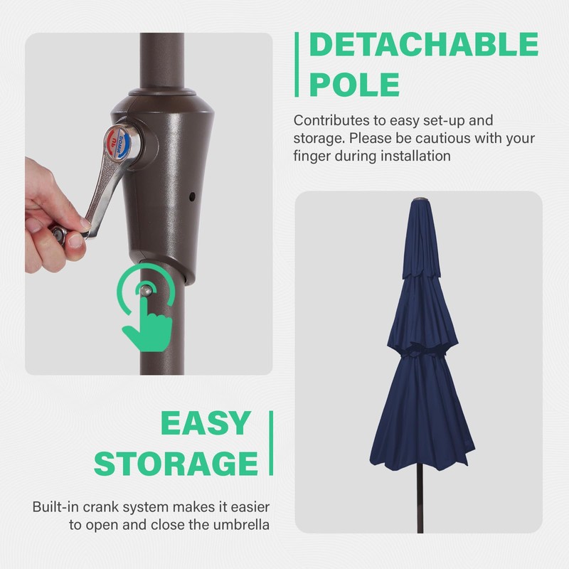JEAREY 9 ft 3 Tier Outdoor Patio Umbrella with Push
