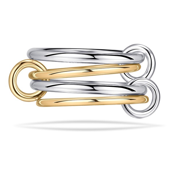 NOKMIT 14K Gold Plated 4 Interlocking Stackable Rings Set Gold