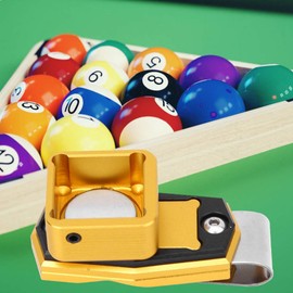 Chalk Holder with Magnetic Clip, Mini Portable Magnetic Billiard Chalk Case with Fixed Clip Pool Snooker Accessories (Gold)